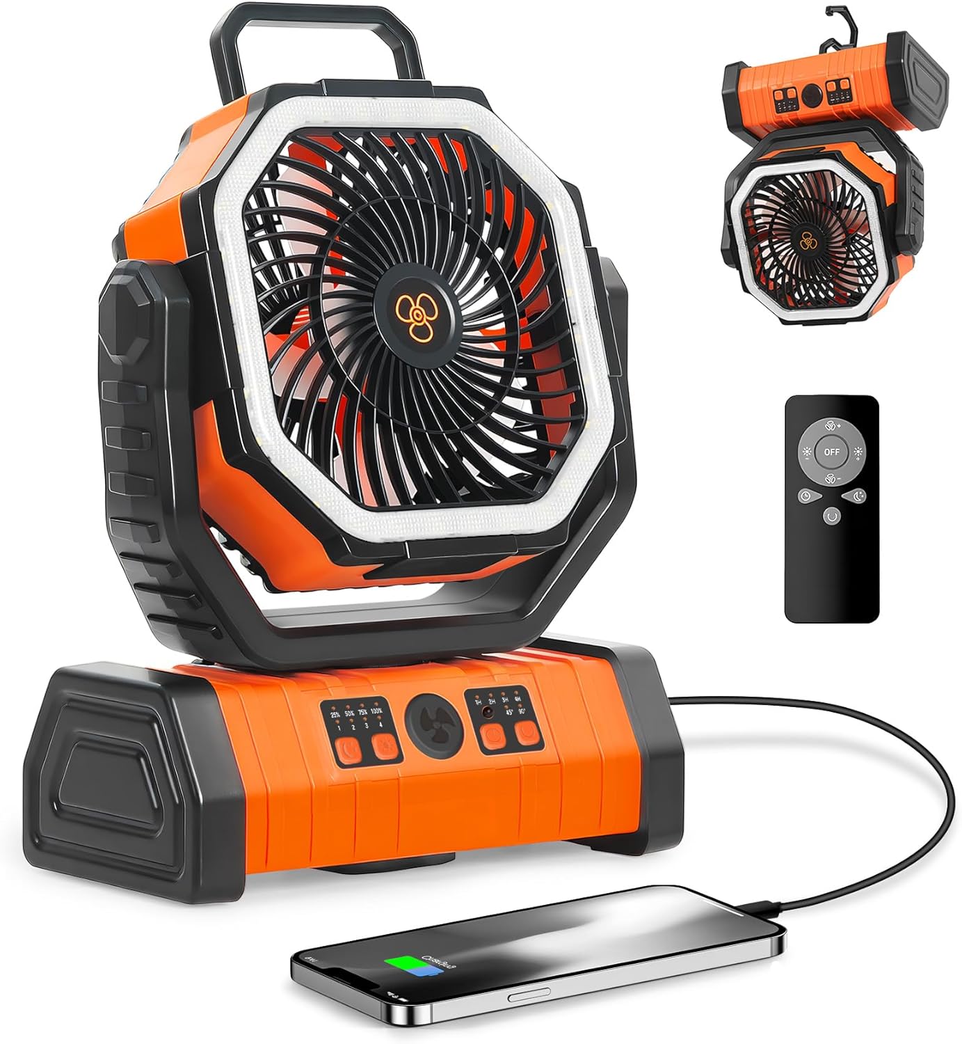 20000mAh Camping Fan – Rechargeable Battery Powered Portable Fan with LED Lantern, Remote Control, Oscillating, 360° Rotation Hanging Hook for Outdoor Travel, Camp, Tent 20000mAh Camping Fan – Rechargeable Battery Powered Portable Fan with LED Lantern, Remote Control, Oscillating, 360° Rotation Hanging Hook for Outdoor Travel, Camp, Tent