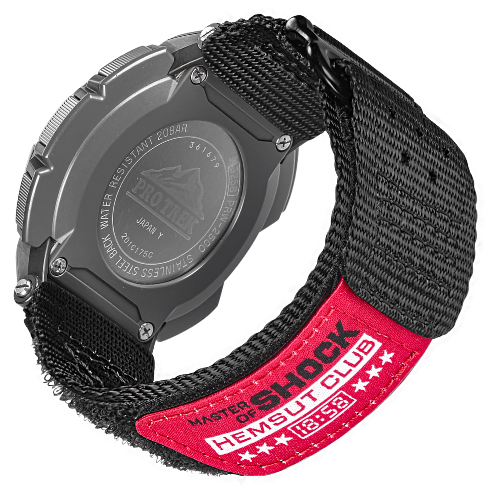 Military Style Watch Strap Compatible with Casio Protrek PRG-200/250/500/260/280/550, PRW-2500/3500/5100/5000/510, Nylon Strap with Breather Holes & Hook and Loop Closure. - 1