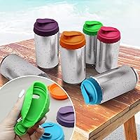 Vista 4 de Tapones reutilizables para latas de soda, juego de 12 piezas, tapas de silicona para latas estándar de 2.1 pulgadas, 6