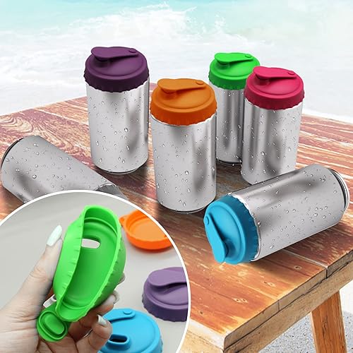 Miniatura 4 de Tapones reutilizables para latas de soda, juego de 12 piezas, tapas de silicona para latas estándar de 2.1 pulgadas, 6 colores