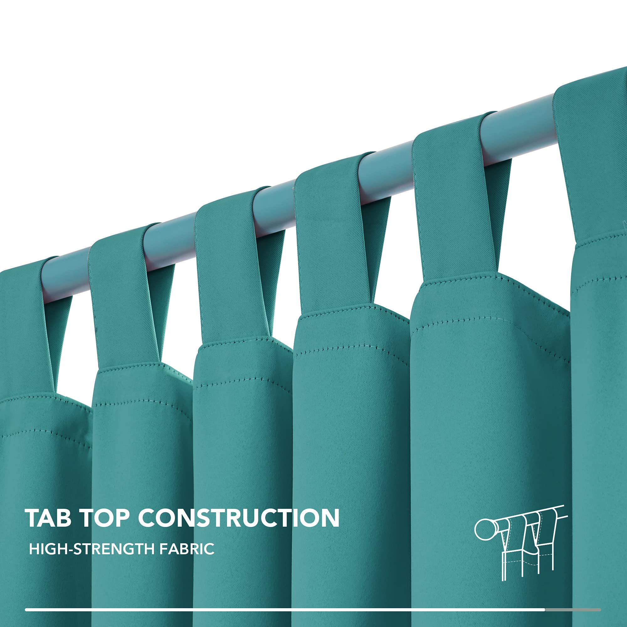 Deconovo Blickdicht Fenstervorhang Schlaufen Thermo Gardine Türkis – Bild 9