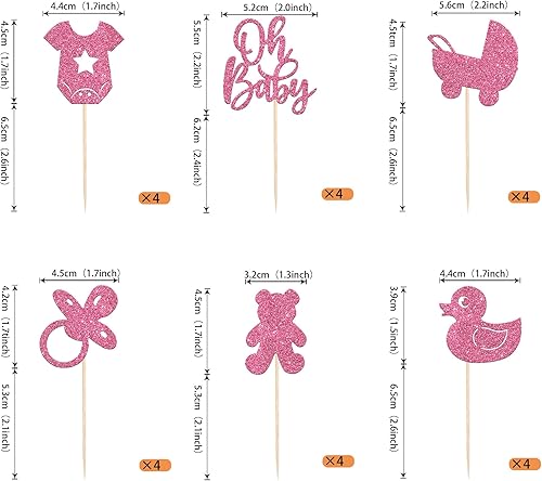 Miniatura 91 de 1 pieza de decoración de pastel Oh Baby Shower con purpurina para baby shower, bautismo, revelación de género de bebé, decoración de pastel