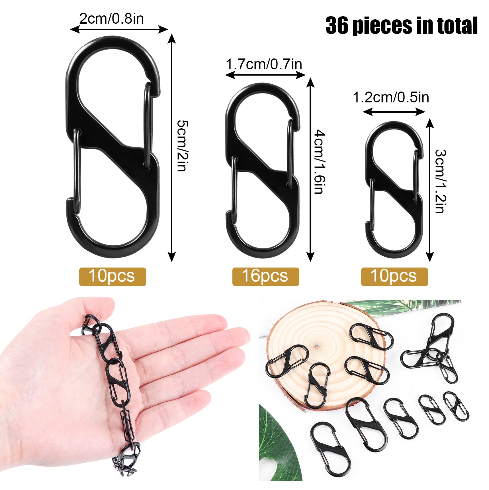 Set Di 30 Moschettoni A Forma Di S Multifunzionali - Dimensioni 32mm, 40mm, 50mm, In Lega Di Zinco, Doppia Molla, Per Escursioni, Pesca, Borse E Casa