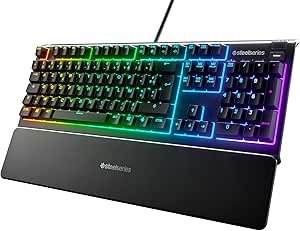 SteelSeries Apex 3 - Clavier de Gaming - Illumination RVB sur 10 Zones - Repose-Mains Magnétique Premium - Agencement Français AZERTY