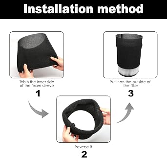2Pk VF4000 Filter for Ridgid Shop Vac 5-20Gal Wet/Dry Vac, 4 Foam Sleeves