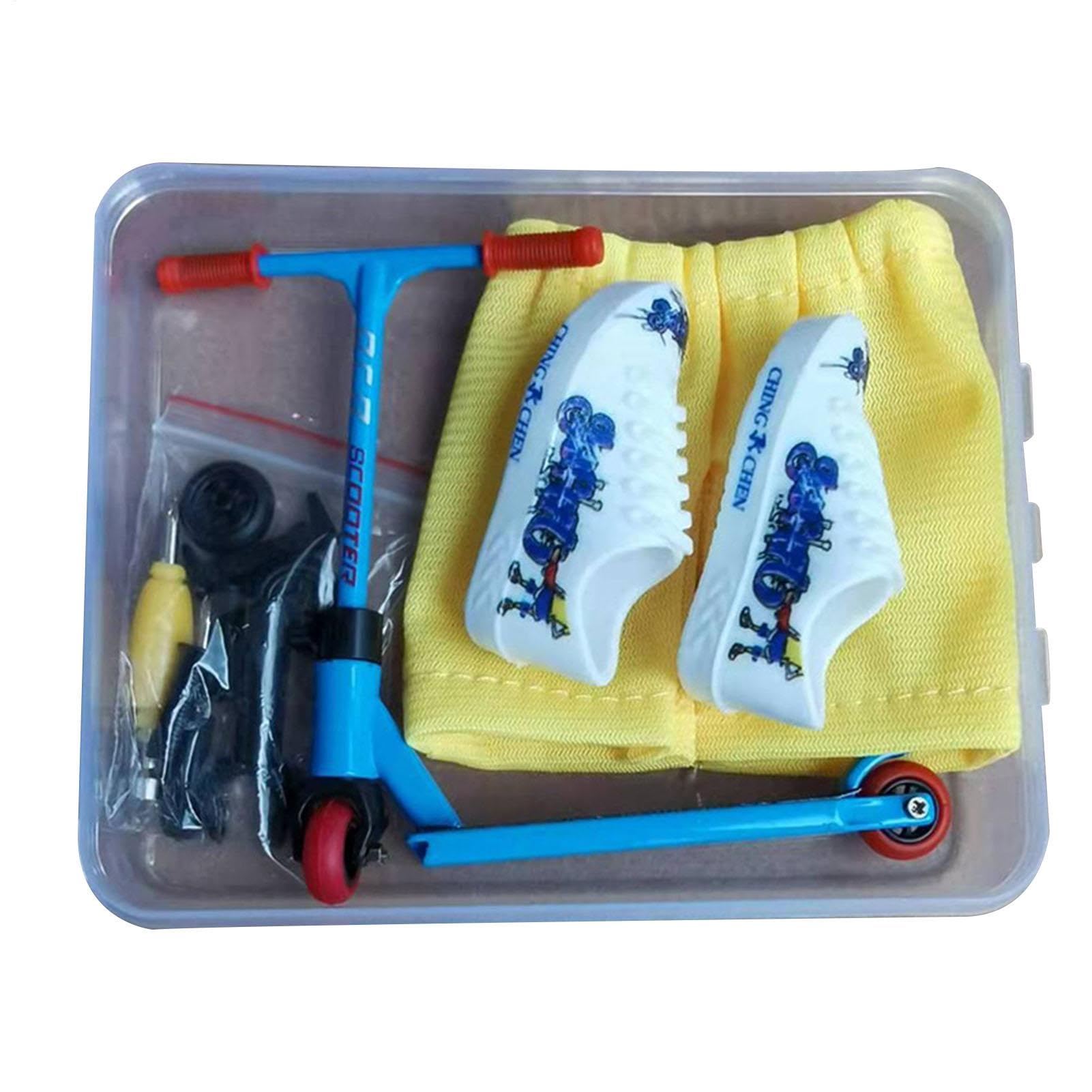 Generisch Finger Scooter Set, Fingerspielzeug-Skateboards, Finger Scooter Interaktives Fingerspielzeug, Finger Scooter Modell aus Legierung,Fingerboards Finger Schuhe Fingerhose Fingerscooter(Blau)