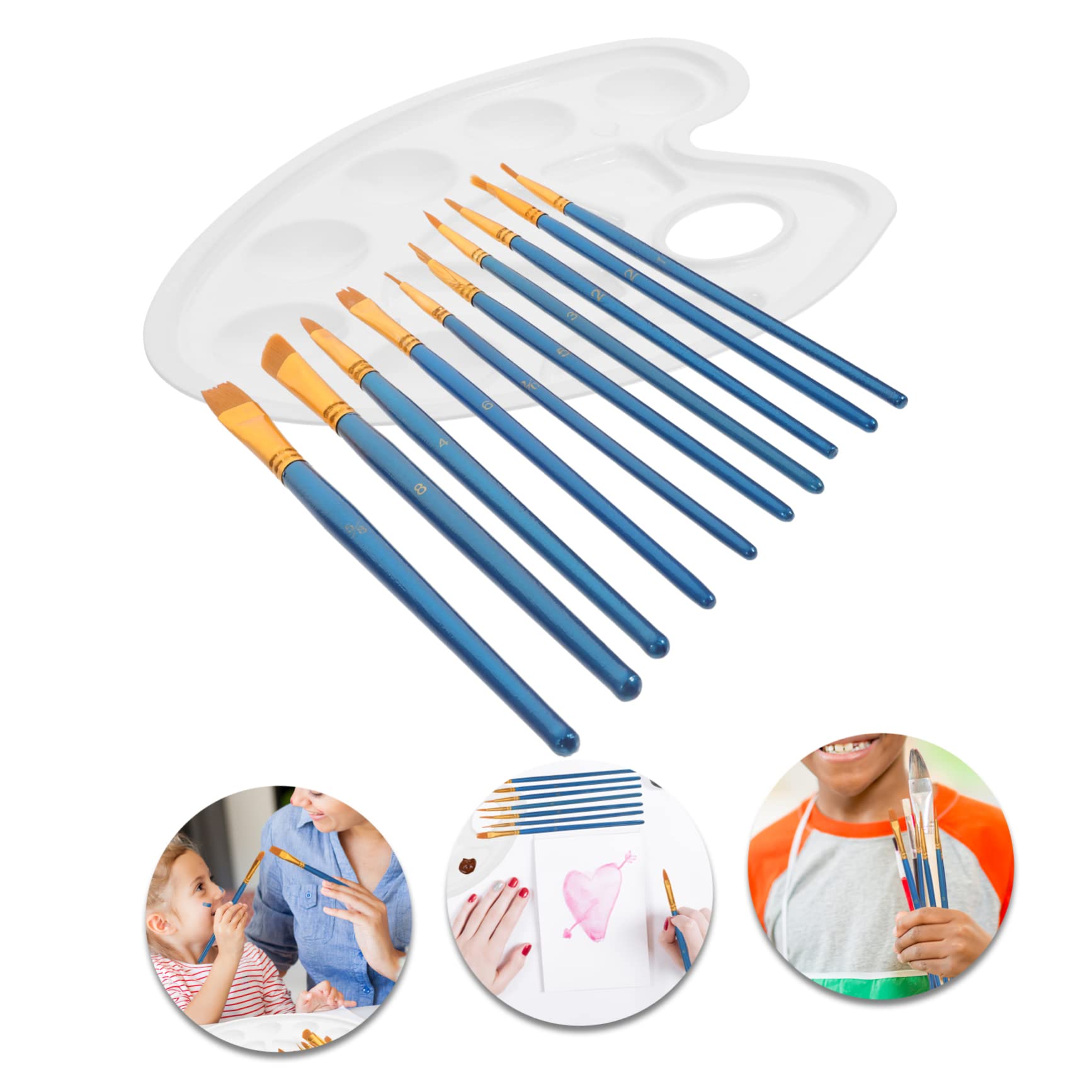 NUOBESTY 5ensembles Set De Pinceaux Aquarelle Et Palette Multi-Fonctions pour Peinture avec Poignées Ergonomiques pour Adultes