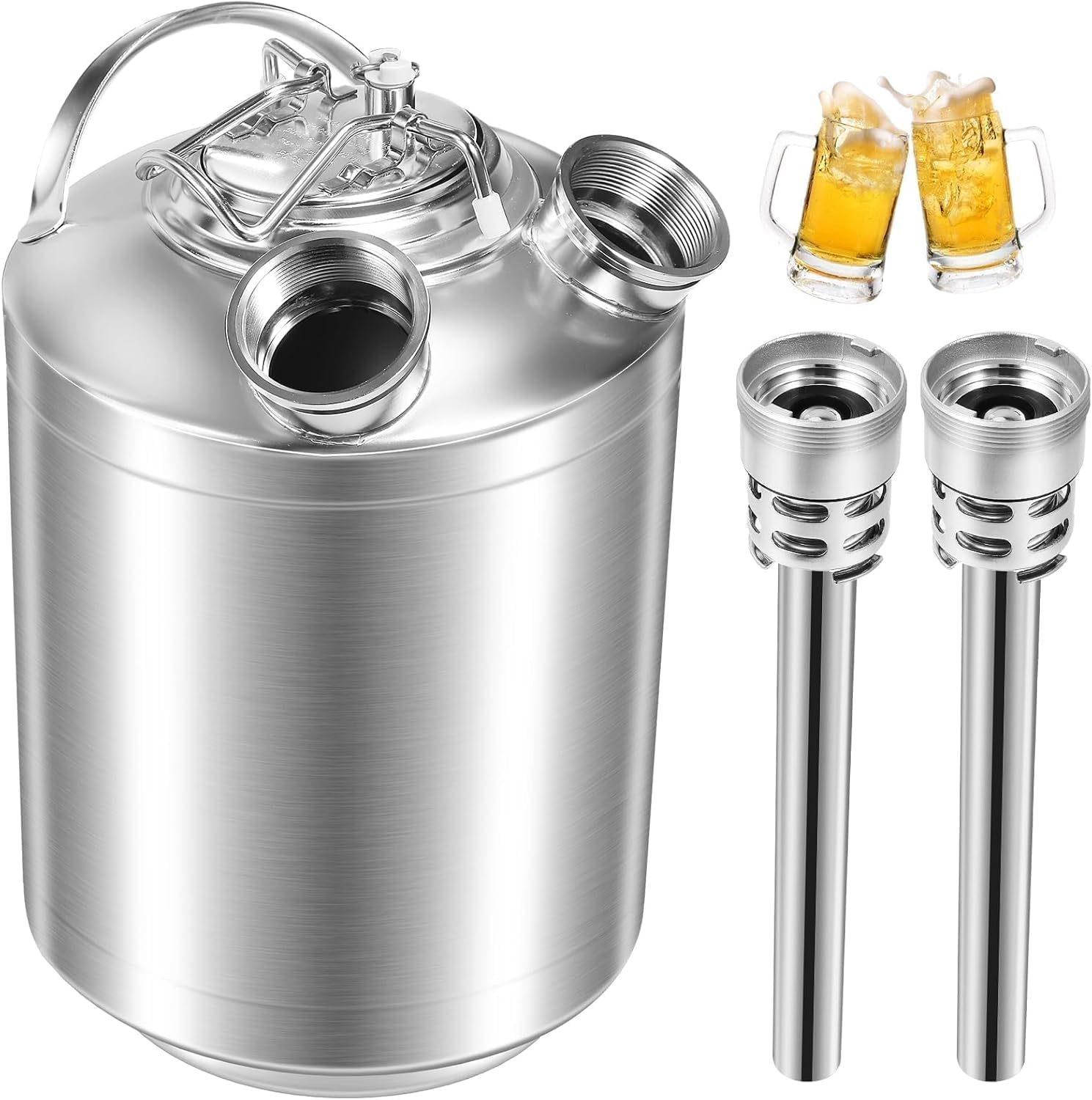 Limpiador de línea de cerveza de 10 L, lata de limpieza de acero inoxidable con tapa, compatible con lanzas de barril 3A/3S/1A+2S/2A+1S para mantenimiento de máquinas de tiro