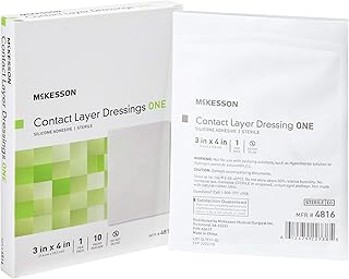 McKesson Contact Layer Dressing, Sterile, Silicone Adhesive, 3 in x 4 in, 10 Count, 1 Pack