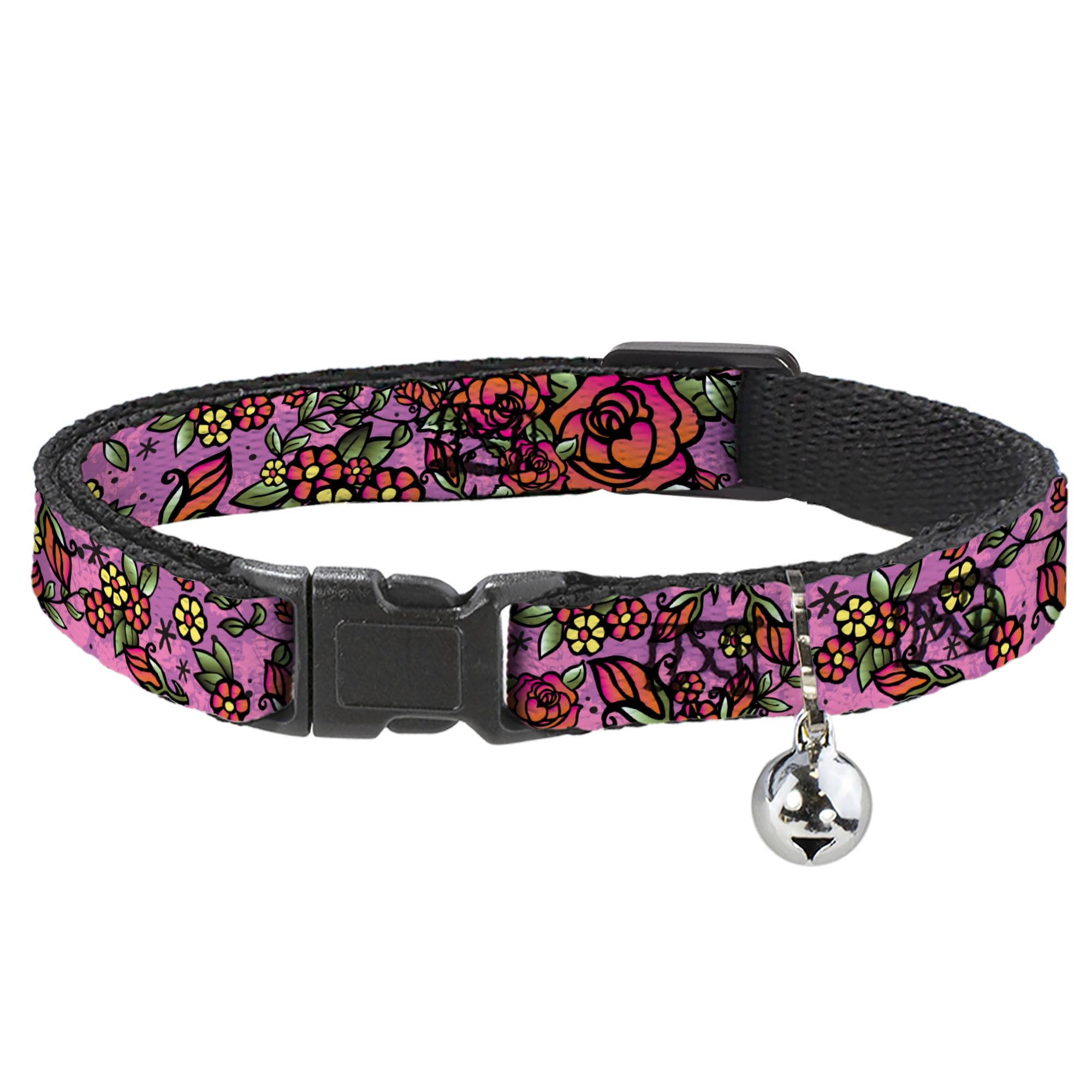 Collar de gato Breakaway Buckle-Down Rosa ajustable con cierre de seguridad
