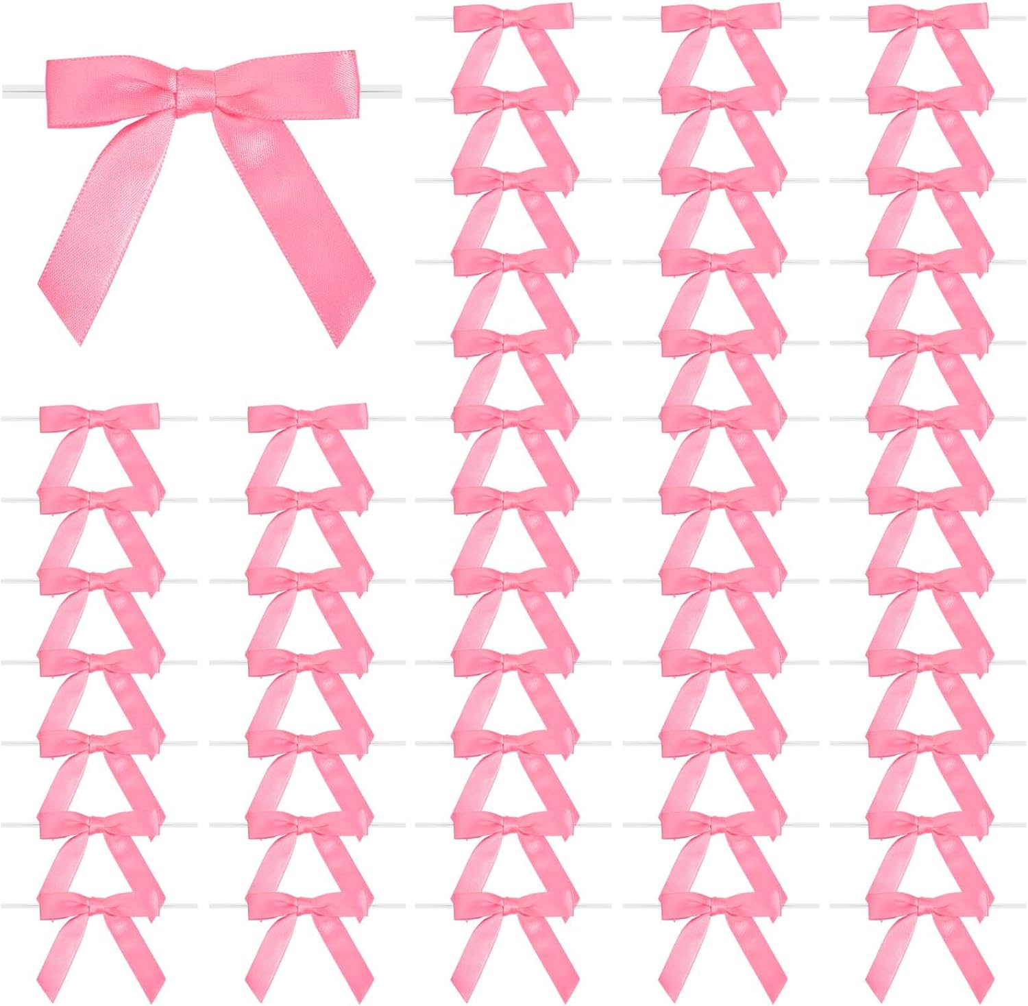 Hot Pink Bow Satin Ribbon for Craft 2.5" Premade Mini Bows for Gift Wrapping Crafts