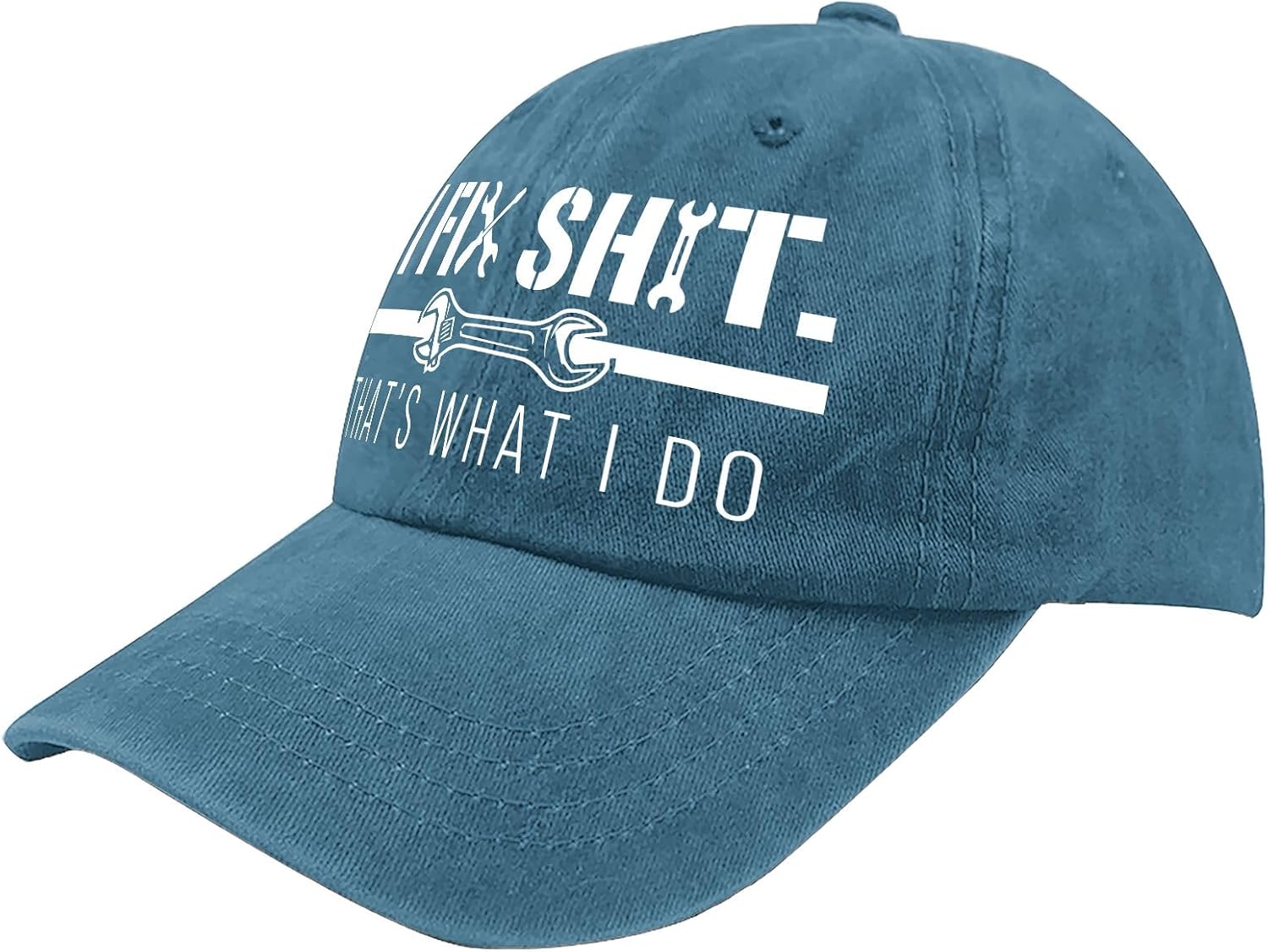 I Fix It All Hat - Funny Mechanic & Handyman Distressed Baseball Cap, Large Graphic That's What I Do Dad Hat image 2