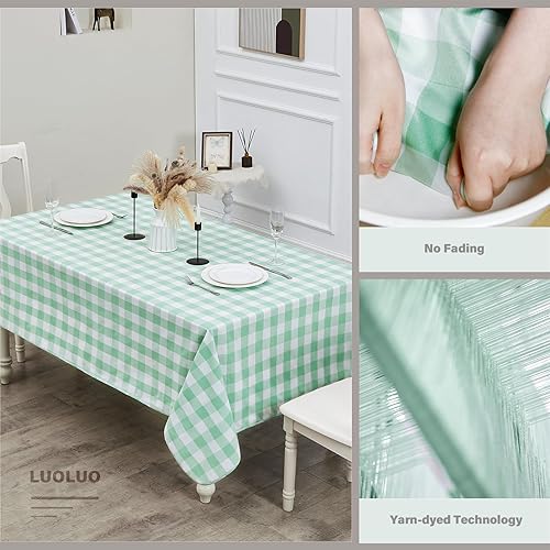 Miniatura 4 de LUOLUO Mantel rectangular de lino sintético, lavable para comedor, fiestas, bodas, cocina, restaurantes (avena, 55 x 55)