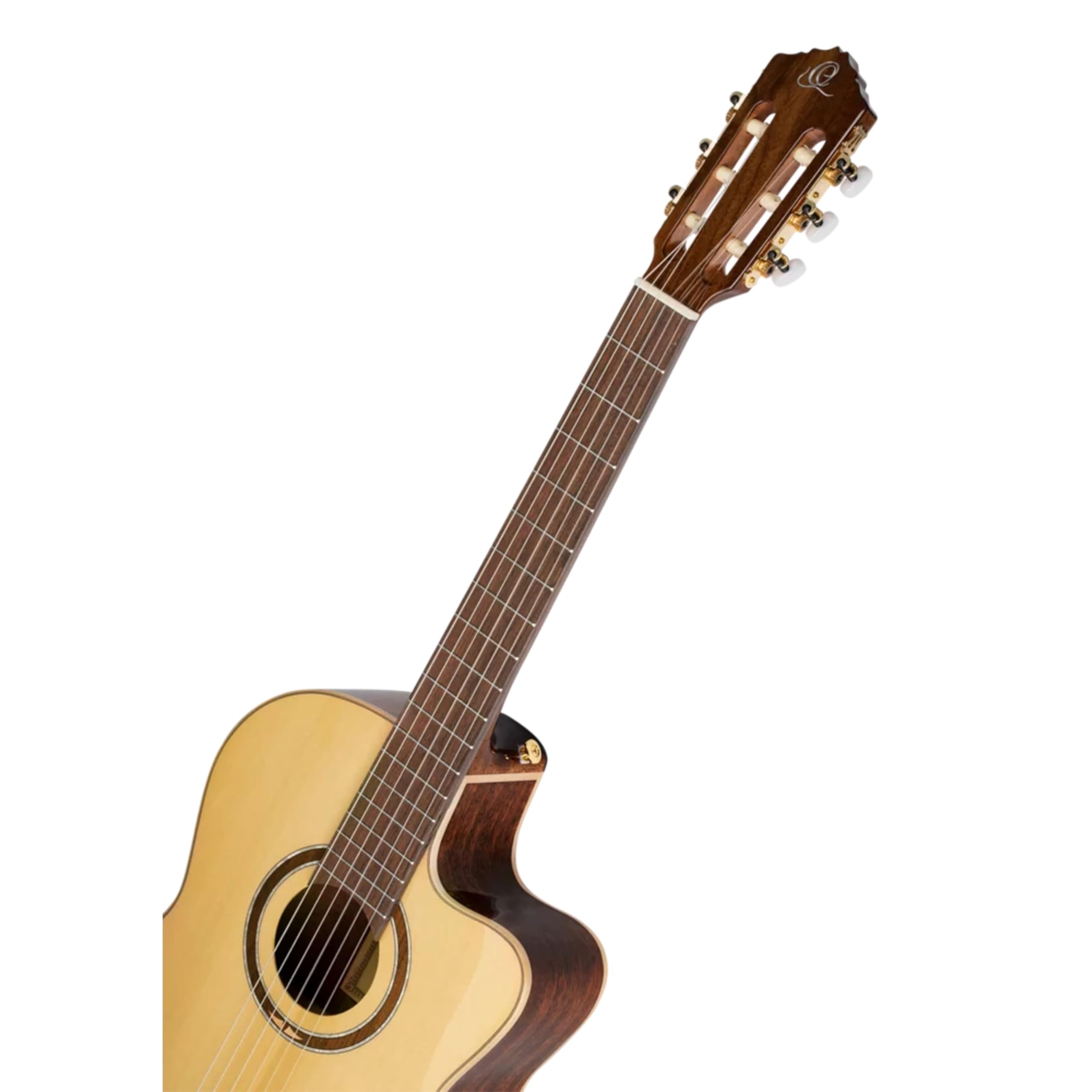 Ortega RCE138SN - Chitarra 4/4 da concerto, a spalla mancante, con manico di 48 mm e preamplificatore, custodia imbottita e tracolla comprese