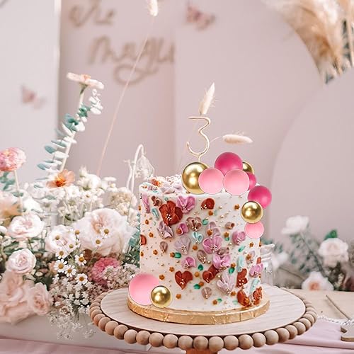 Miniatura 101 de Rsstarxi 30 piezas de bolas de burbujas para decoración de tartas, bolas de espuma, mini globo para cupcakes, decoración de bricolaje para baby Oro