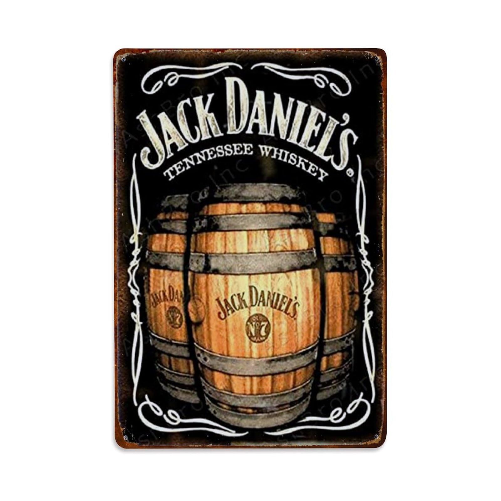 Rkundrne Vintage Whiskey Barrels Metal Tin Sign Garden Bedroom Cafe Bar Man Cave Home Wall Decor Metal Poster 8X12 In