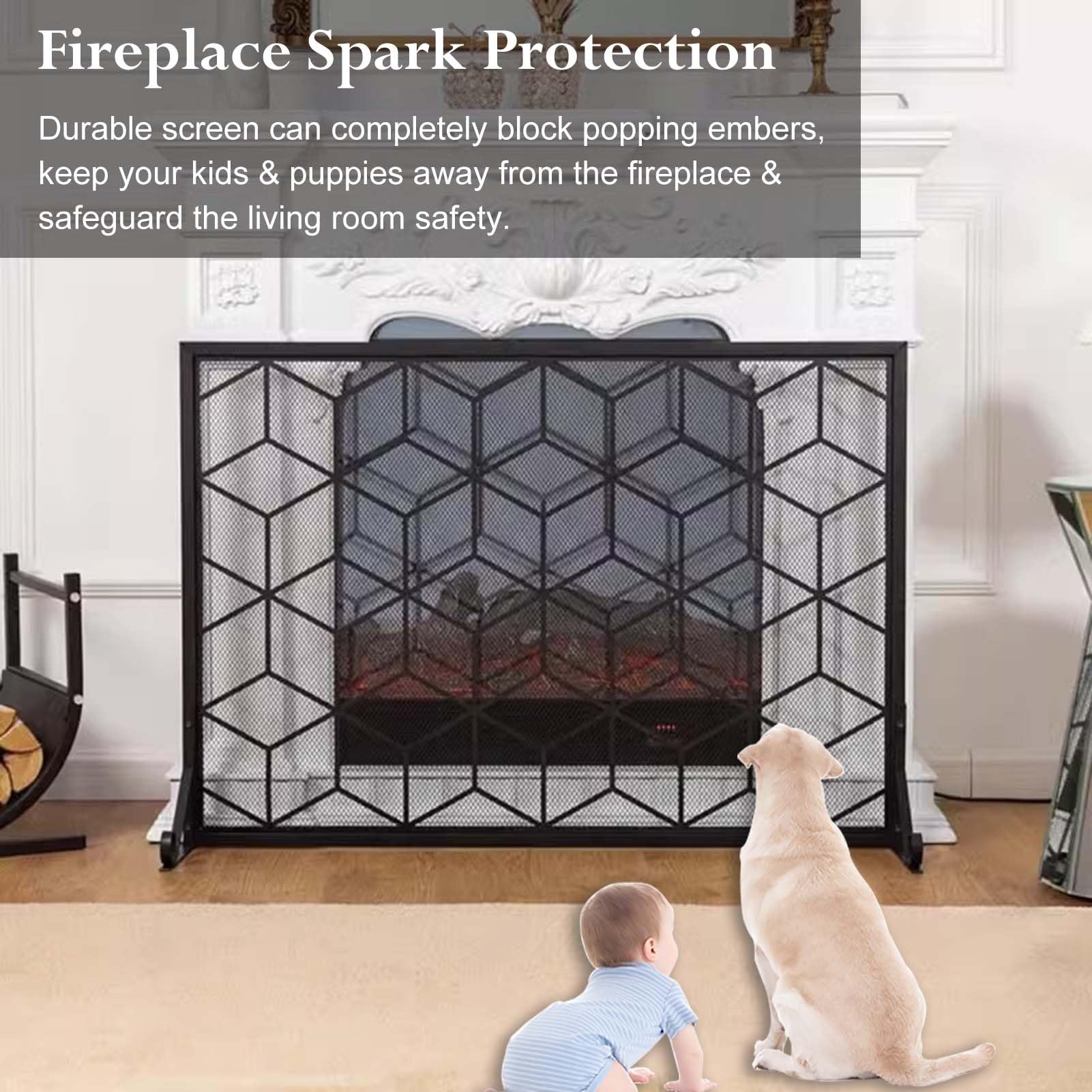 Amazon.co.jp: 暖炉スクリーン 暖炉用スクリーン 頑丈な鉄枠の