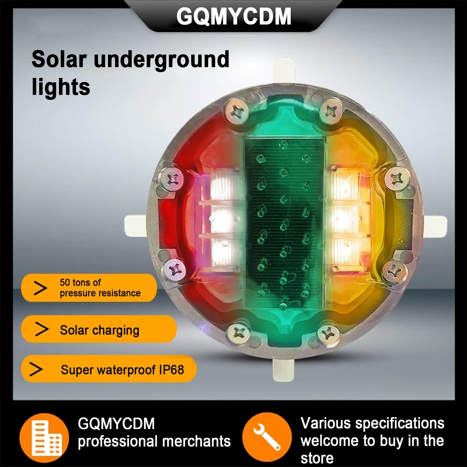 Semaforo solare, luci solari da esterno, semafori a LED for banchine, di segnalazione stradali, terra impermeabili, for avvertimento, illuminazione e segnaletica (rosso)