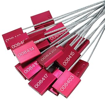 Numbered Pull-Tite Security Steel Cable Seals Alumium Alloy Shipping Container Tags Tamper Proof Cable Padlock ISO 17712 Standard Red, Pack of 500