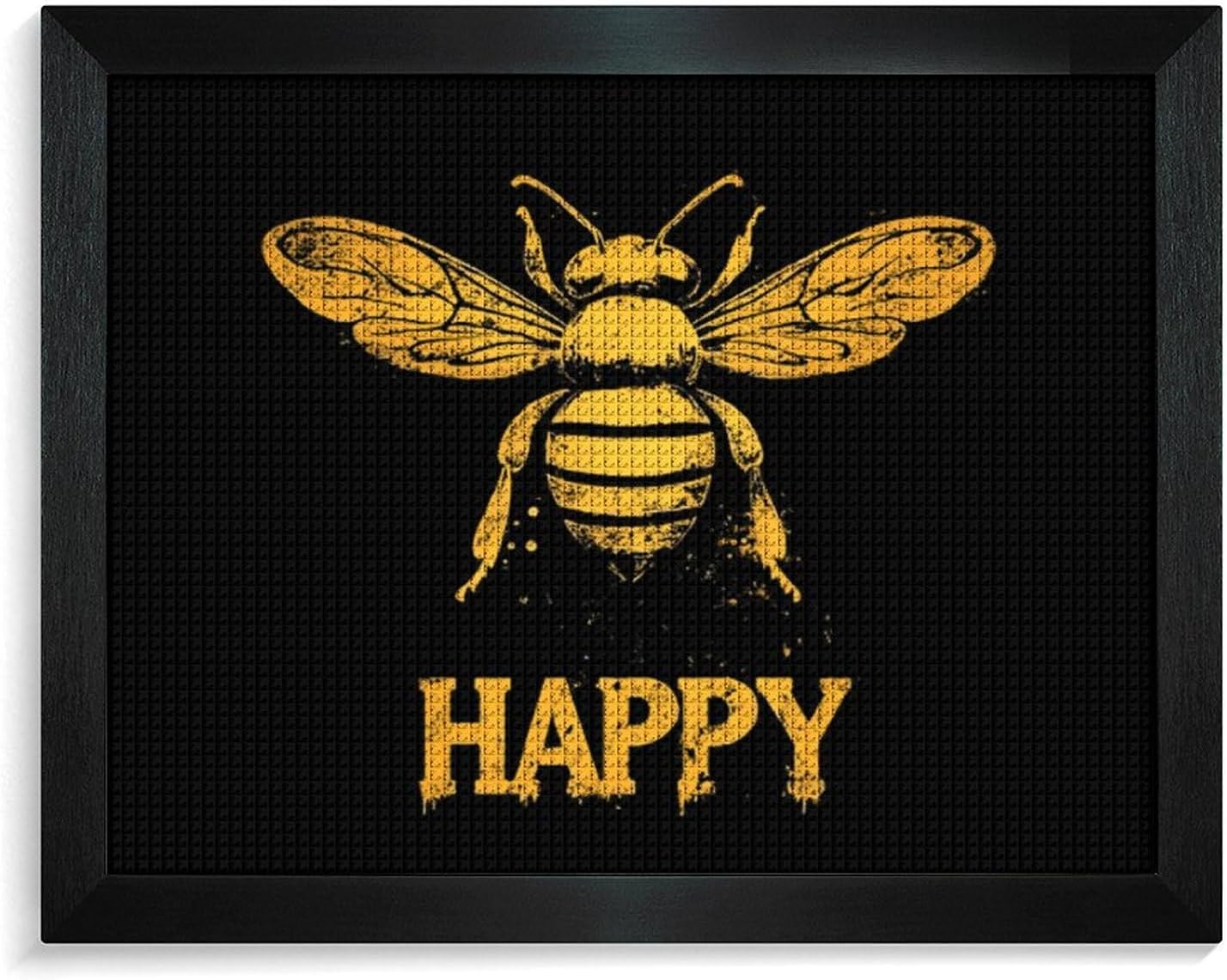 Bee Be Happy Printed Diamond 5D Painting Kits DIY Full Drill Crafts for Home Wall Decor 16x20 Inch Blackwood 50 * 40cm