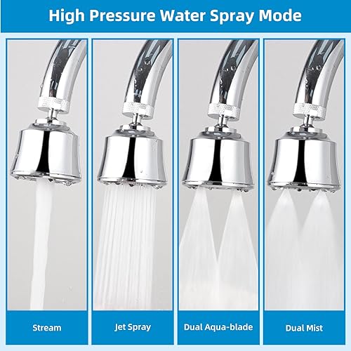 Miniatura 6 de Hygie Rinse Reemplazo de la cabeza del grifo del fregadero de cocina, accesorio rociador de 4 grifos rociadores con giro de ángulo grande, rosca