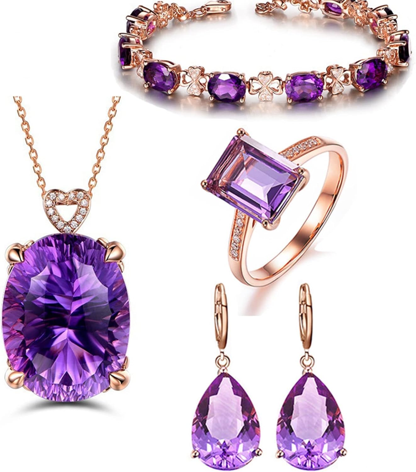 Parure de bijoux faite main avec perles camées : bracelet et boucles d' oreilles en plaqué argent - France