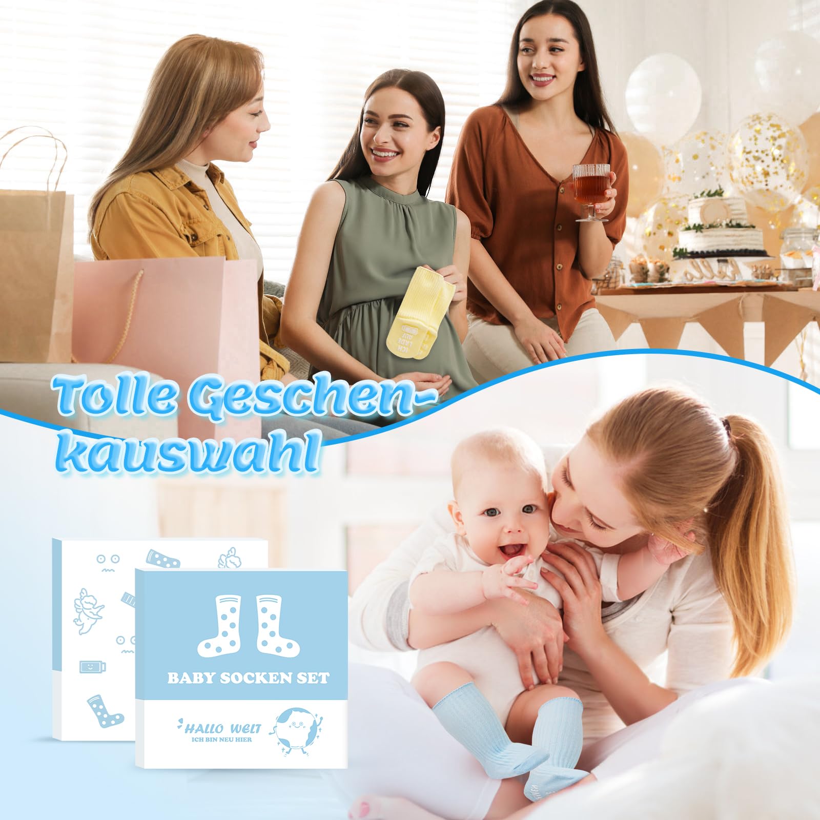 4 Paare Baby Socken 0-12 Monate, Babygeschenke zur Geburt Junge Mädchen, Baby Geschenk Junge Mädchen, Neugeborenen Geschenk, Babyparty Geschenk, Personalisierte Geschenke Babysocken