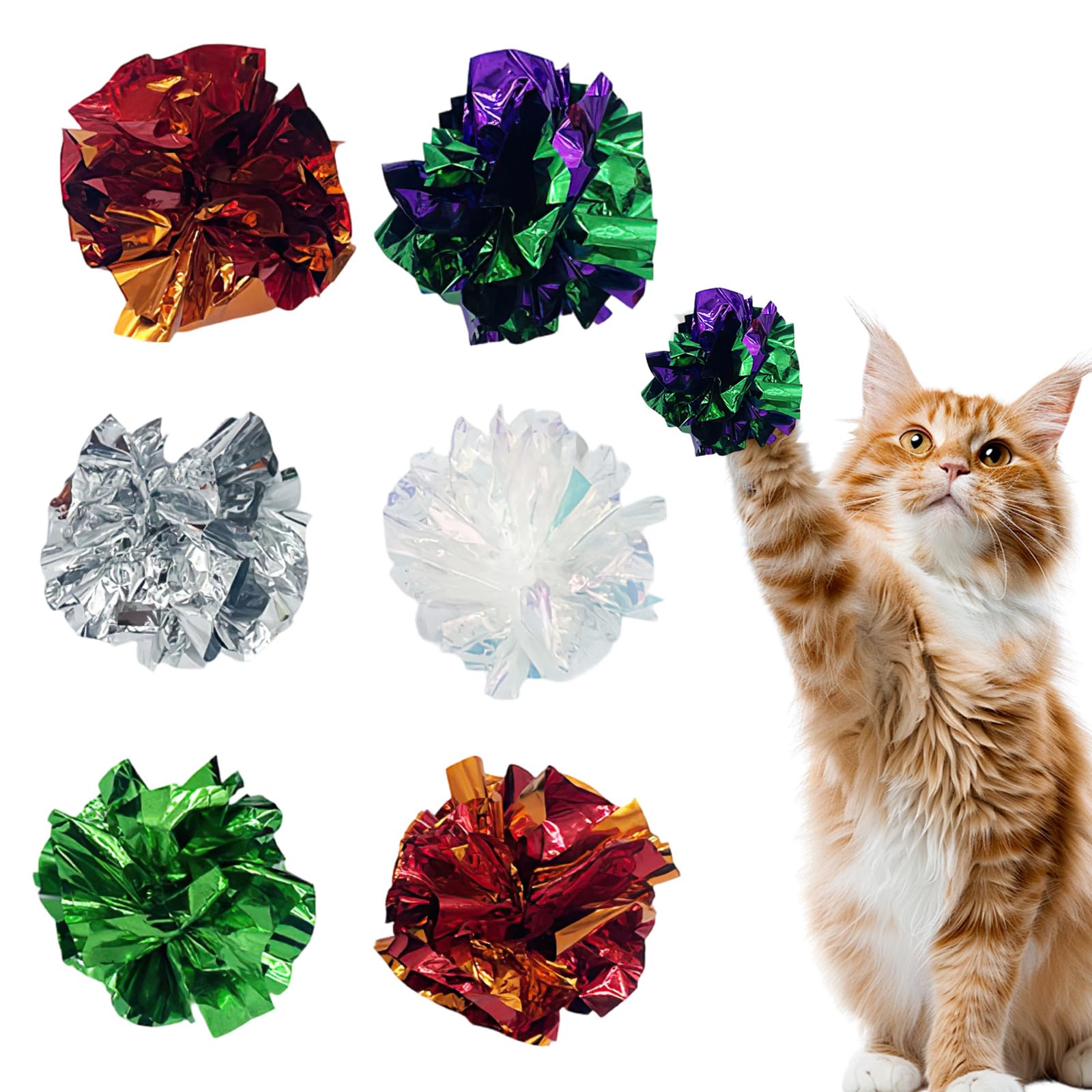 SNMYGS 20 Pieces Cat Crinkle Balls, Interactive Cat Toys with Foil, Rolling Indoor Play Balls for Chasing and Hunting Games, Kitten Toys to Help Support Activity, for Cats and Kittens