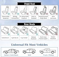 Vista 9 de Coverado - Fundas de asiento universales, juego completo, 5 fundas de asiento universales para autos, fundas de asiento impermeables de cuero napa