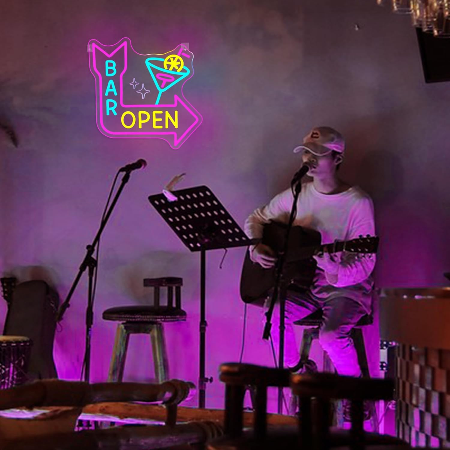 Bar Open Neon Sign for Business,Cocktails Led Pink Neon Lights, Neon Bar Signs for Wall Decor, Arrow USB Light Letter Sign Neon for Gift Store Beer Bar Restaurant Man Cave Hotel Window Cafe Bistro Club Halloween Party - Image 5