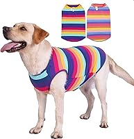 Vista 7 de Camisas de algodón a rayas, chaleco básico transpirable para cachorros y gatos, camiseta sin mangas elástica súper suave para perros, color moderno