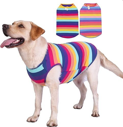 Miniatura 8 de Camisas de algodón a rayas, chaleco básico transpirable para cachorros y gatos, súper suave, elástica, camiseta sin mangas, moda y bonito color para