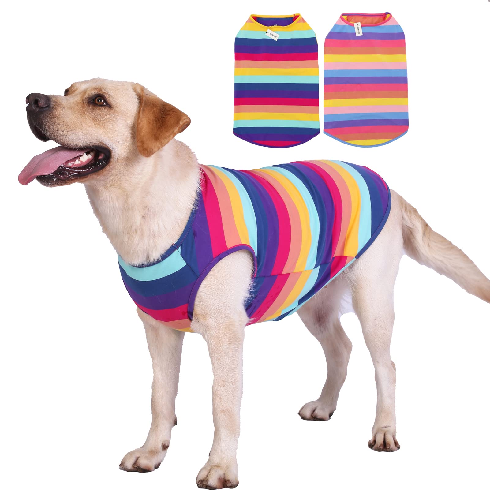 Dog Shirts Cotton Striped T-Shirts, Breathable Basic Vest for Puppy and Cat, Super Soft Stretchable Doggy Tee Tank Top Sleeveless, Fashion & Cute