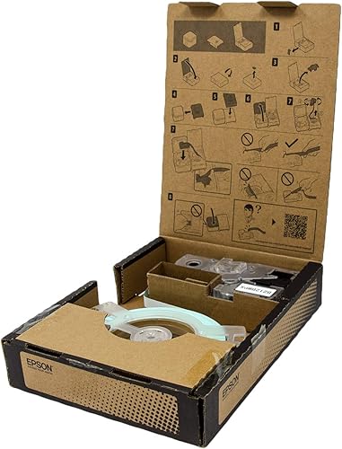 Epson LABELWORKS B212BWPX - Cinta para etiquetas industriales estándar estándar de PET (poliéster), color negro sobre blanco, 1/2 pulgada de ancho,