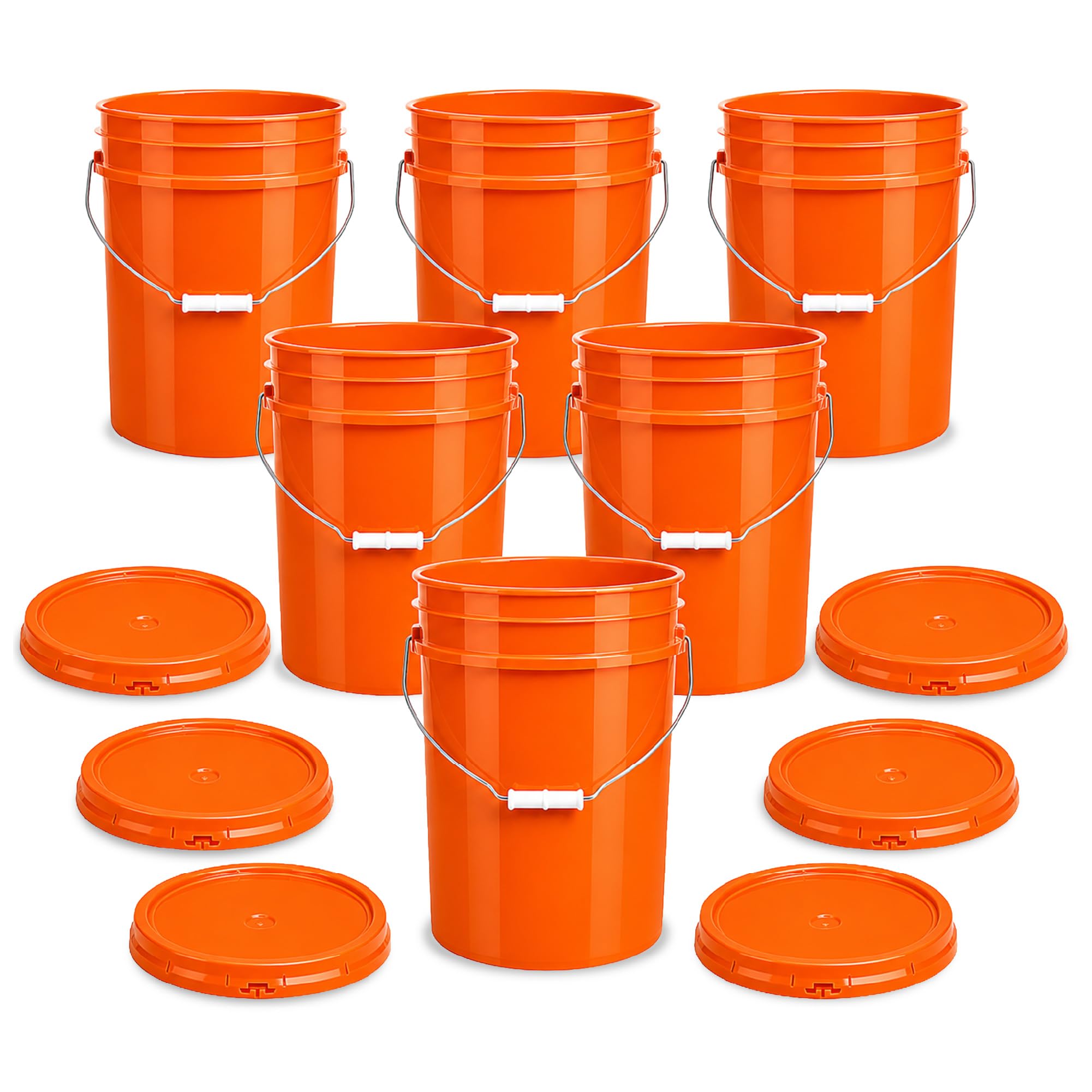 ePackageSupply 5 Gallon Bucket - Food Grade w/Lid BPA-Free,6 Pack - Orange