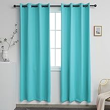 YGO Turquoise Curtains for Bedroom Living Rooms Thermal Insulated Innovated Microfiber Blackout Window Panels Light Blocking Drapes Grommet Top 52x84 Inch 2 Panels