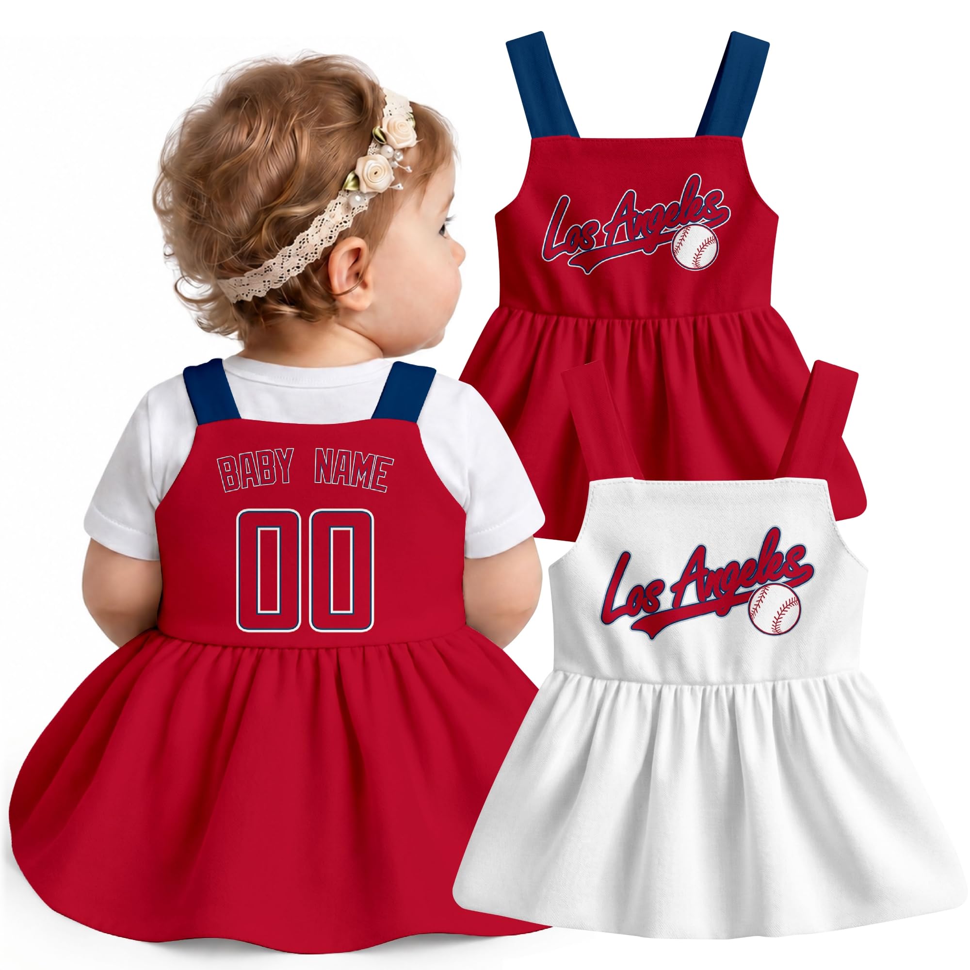 KREDE Baby Girl Clothes Custom Baby Strap Dress with Number Name for Baby Girl Gifts