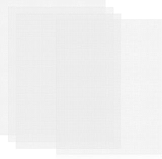 4 Pieces Plastic Mesh Canvas Sheets 10.2 x 13 Inch Mesh Canvas for Embroidery, Knit Crochet Projects, Acrylic Yarn Crafting and Aquarium Dividers (7 CT per inch)