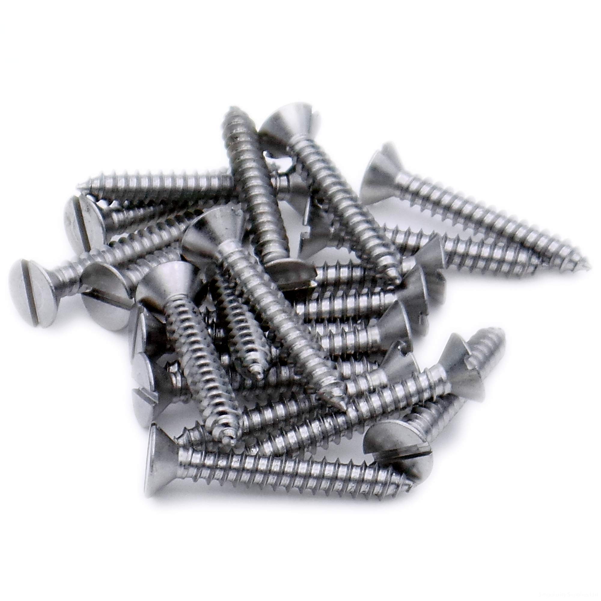 Singularity Supplies No.4 X 0.375 (2.9Mm X 9.5Mm) Slot Countersunk Self-Tapping Screw - Stainless Steel (A2) (Pack Of 20)