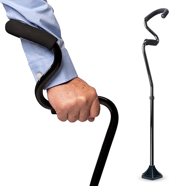 StrongArm Comfort Cane Self Standing Lightweight Adjustable Walking Cane Stabilizes Wrist & Provides Extra Support & Stability Ergonomic Forearm Grip Canes for Men & Women