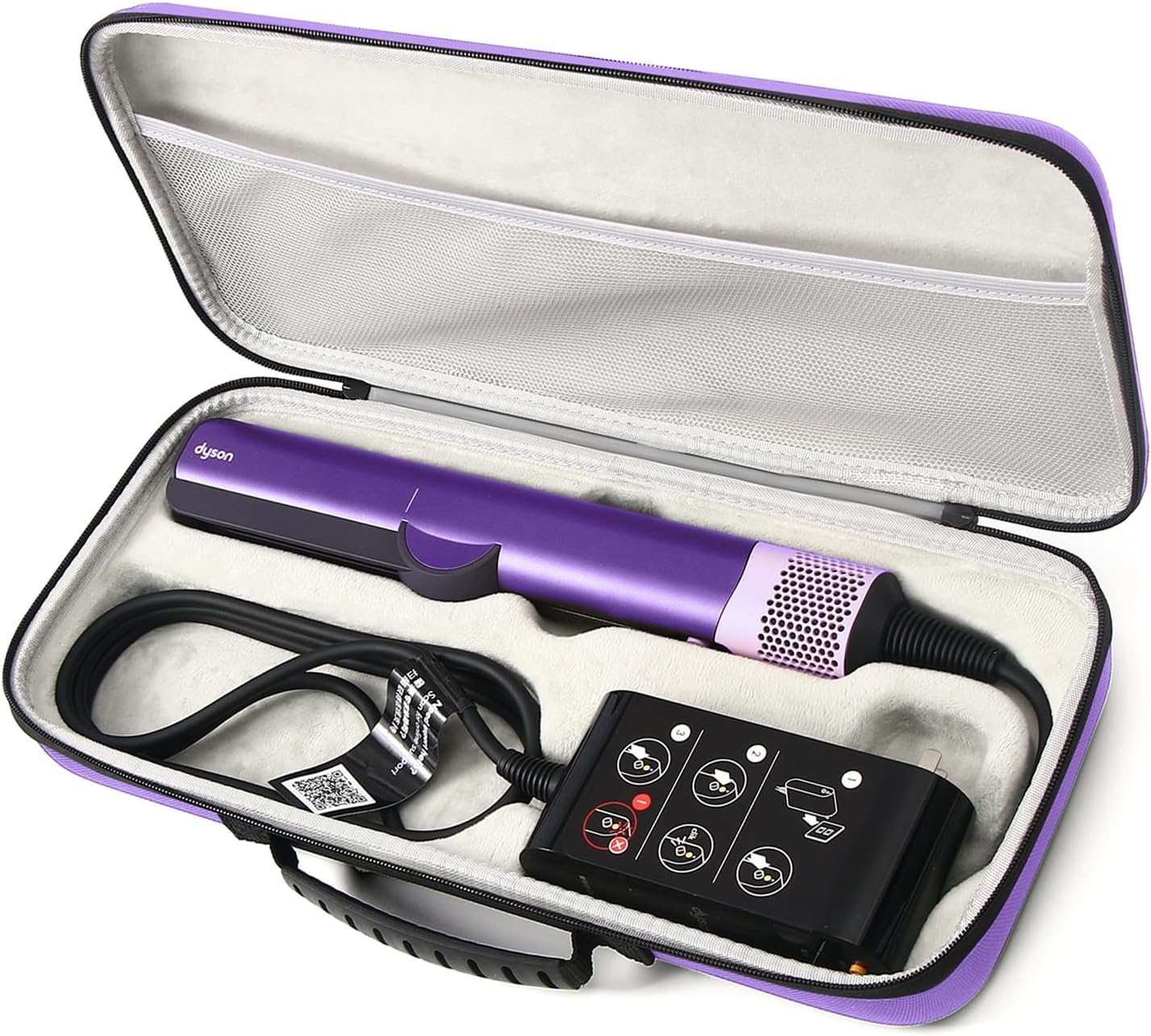 Borsa da viaggio rigida per Dyson Airstraight HT01 piastra e alimentatore di rete, impermeabile, resistente agli urti, custodia portatile (viola)