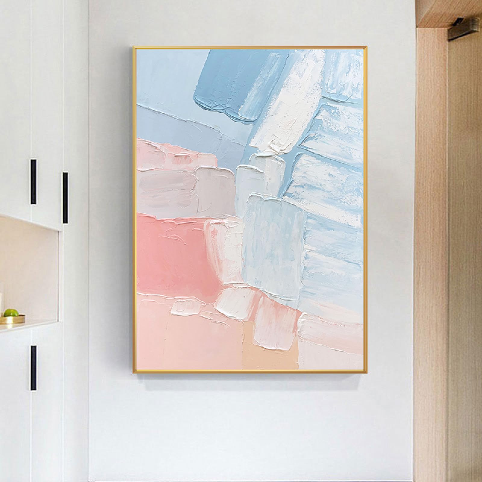 Peinture à l'huile moderne pour décoration murale de salon et montée d'escalier chic 80cm