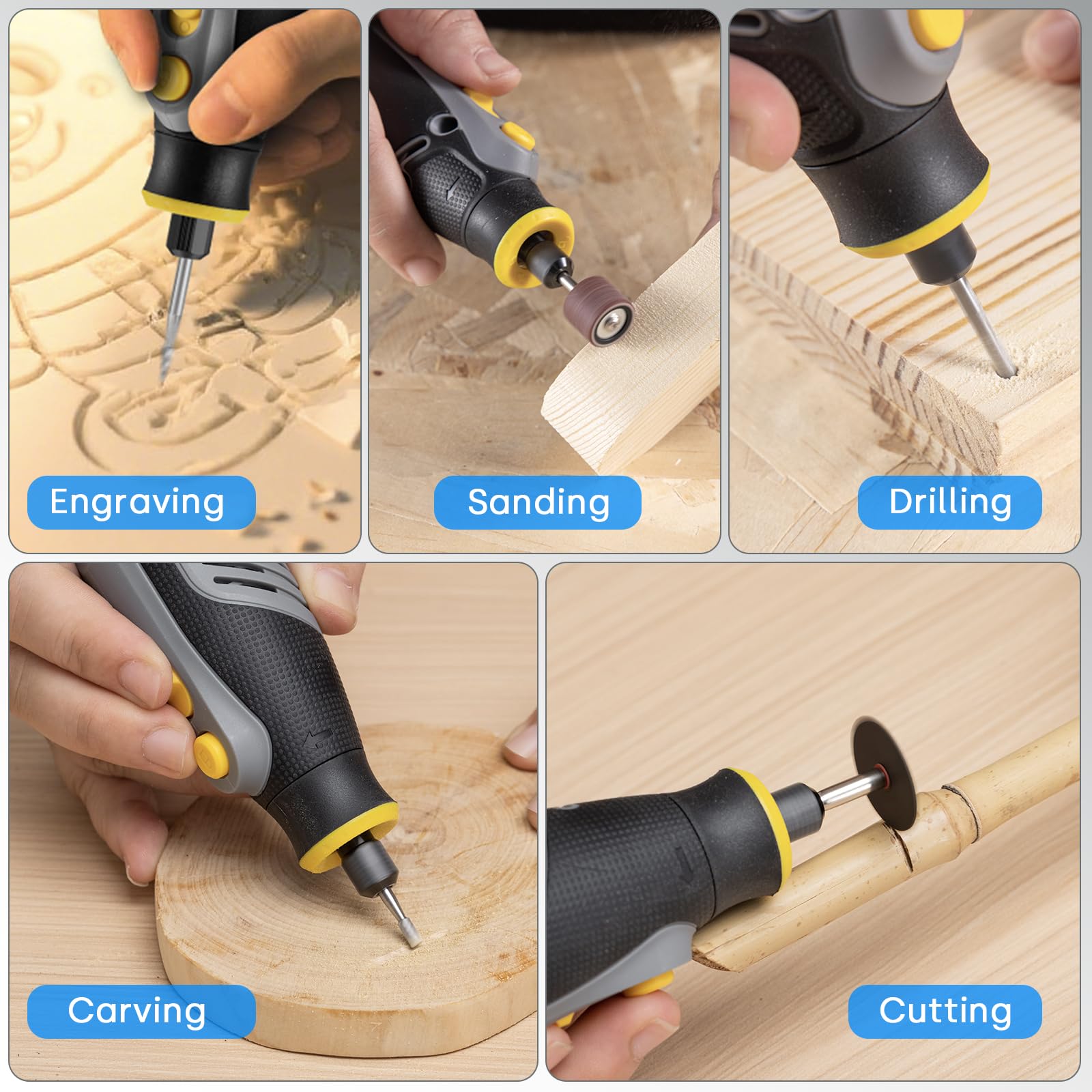 Enventor Kit d'accessoires rotatifs universels pour sculpter, poncer, polir, couper, percer