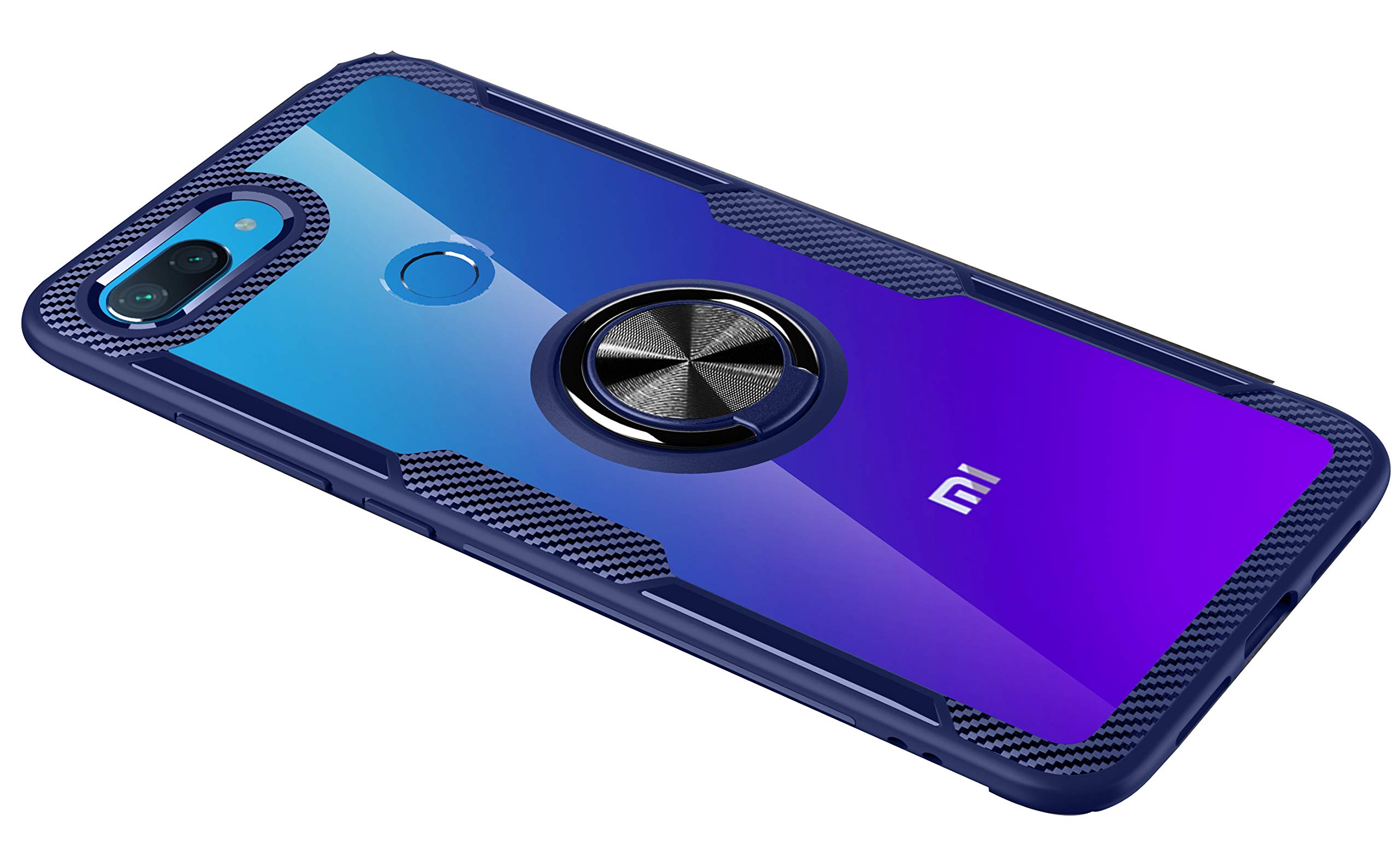 SORAKA Clear Case for Xiaomi Mi 8 Lite with 360 Degree Rotation Ring Holder Slim Fit Case Transparent Acrylic Cover Silicone Bumper,with Metal Plate for Magnetic Car Phone Holder