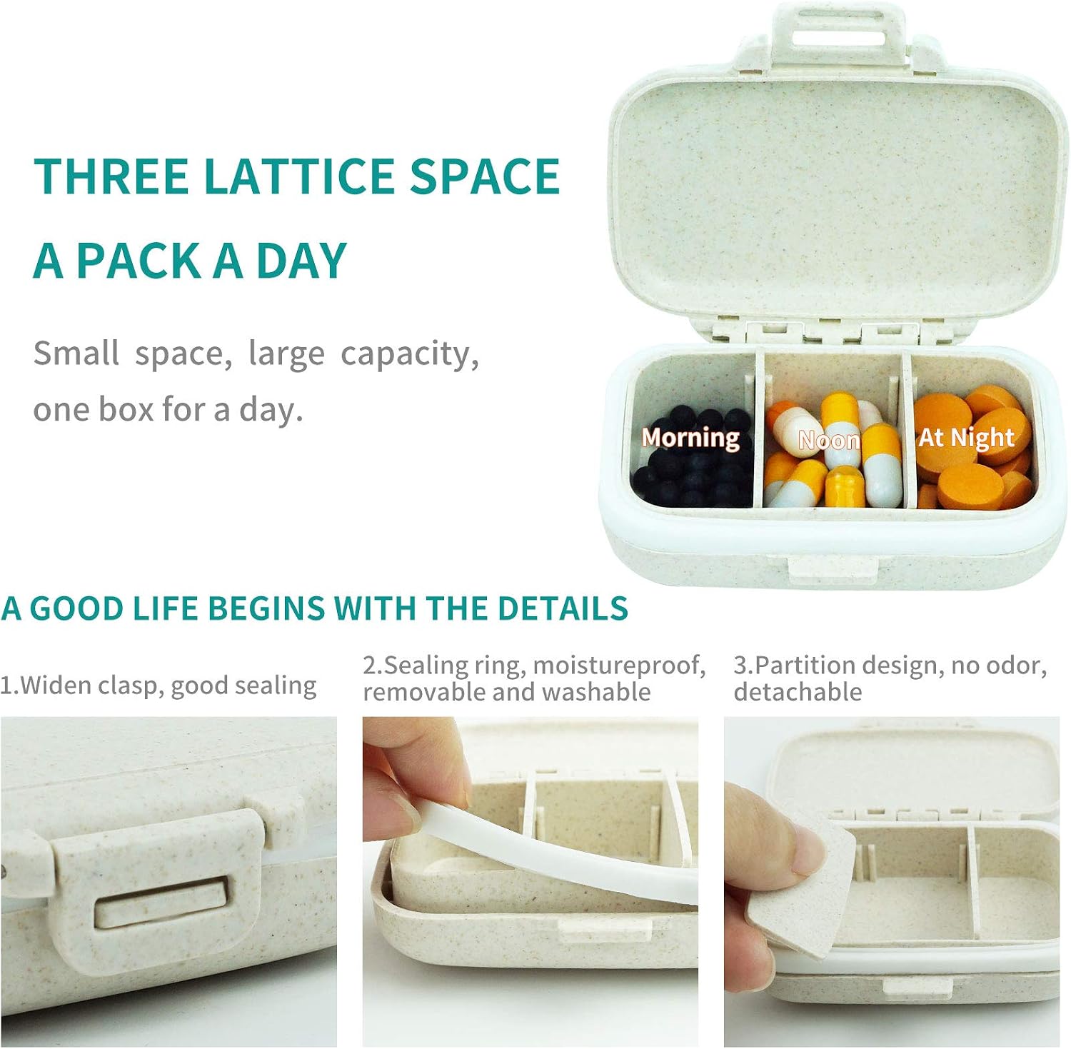 2 Pack Pill Case Organizer,Travel Pill Box with Label, Daily Medicine Organizer Case, Waterproof Pocket Container Case, Portable Supplement Case Medicine Container Compact for for Vitamin