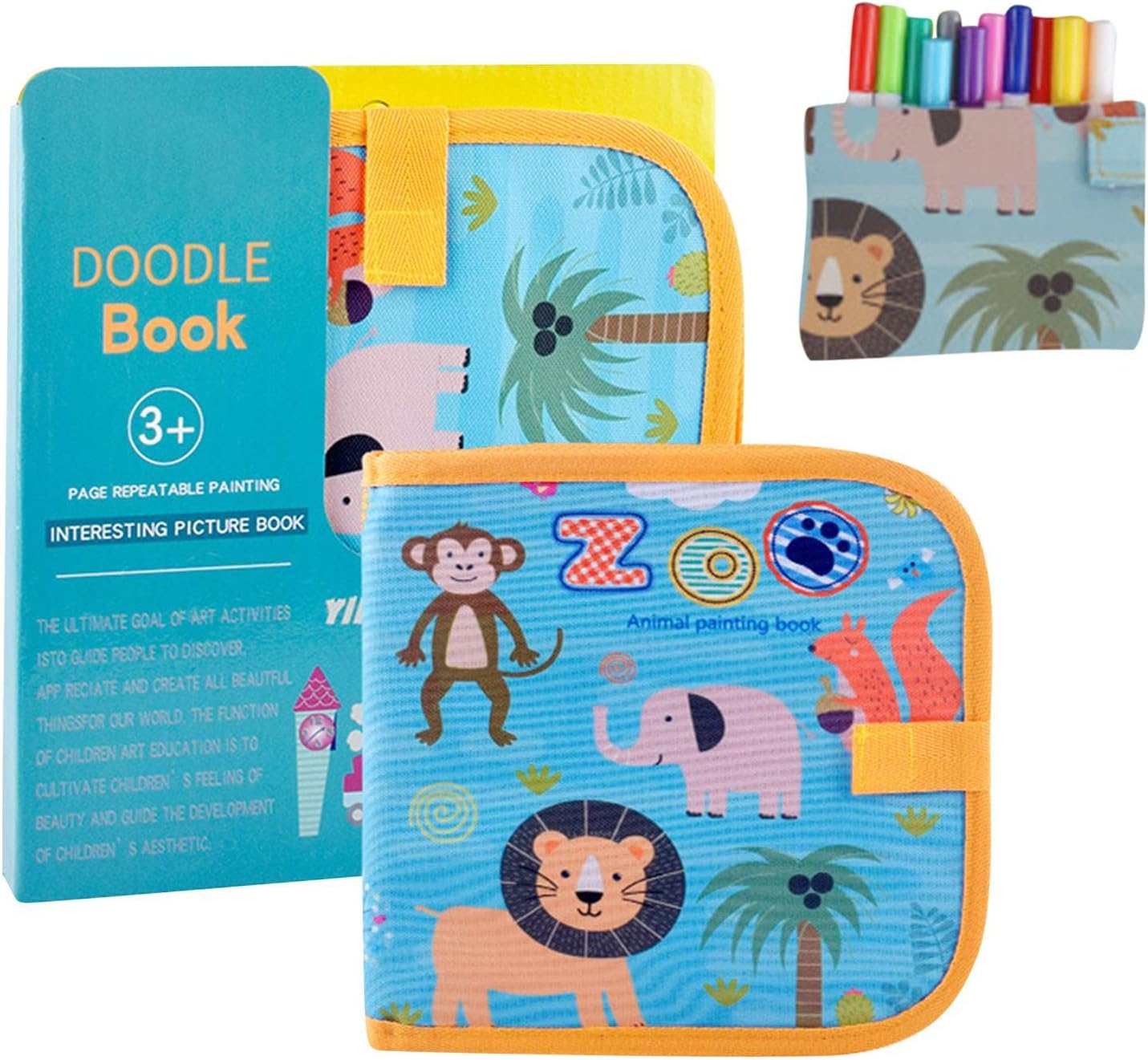 キッズ消去可能な落書きブックセット幼児用の再利用可能なスクリブラーボードおもちゃ車のロードトリップ 12個の水彩ペンを備えた就学前のアートおもちゃ絵画活動内蔵収納バッグ男の子の女の子のために自分を表現する Datere