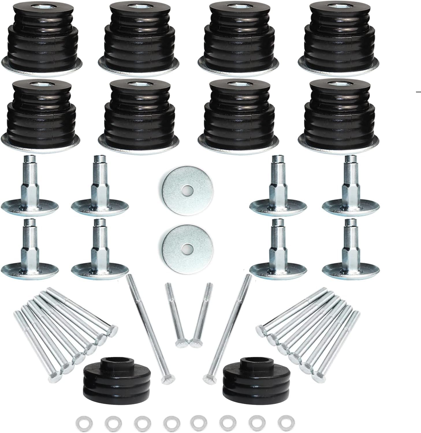 Body Cab Mounts for F250 F350 1999-2007, KF04058BK Body Mount Bushing Kit, Cab Bushing Kit, Steel Sleeves & Hardware (Black)