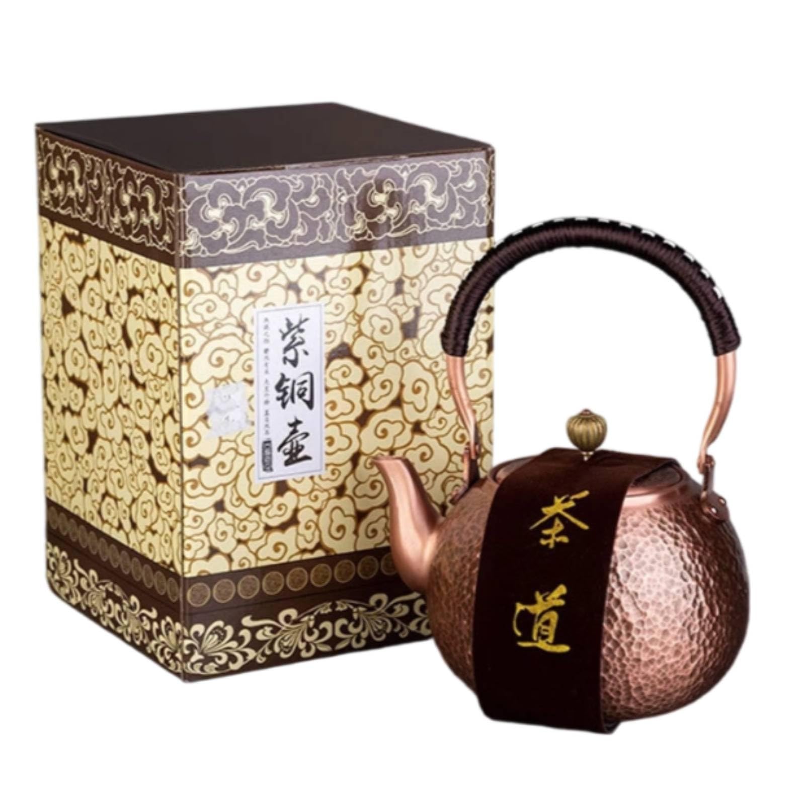 Baoblaze Bollitore in Rame Puro Teiera in Rame Artigianale Caraffa per Tè con Coperchio Rame Caldo Centro Tavola Decorativo Adatto per Tavola da Tè Cucina, Confezione In Cartone Per Teiera Singola