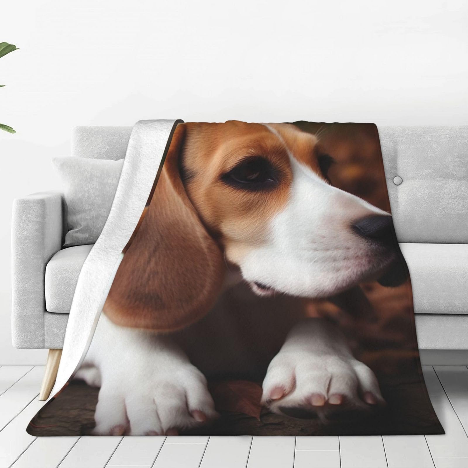 KLOPH Cute Beagle Throw Blanket 80"x60" Flannel Fluffy Warm Blanket for Couch, Reversible Plush Blankets for Bed, Comfy Fuzzy Blanket for Sofa, Plush Lightweight-Blankets for All Season