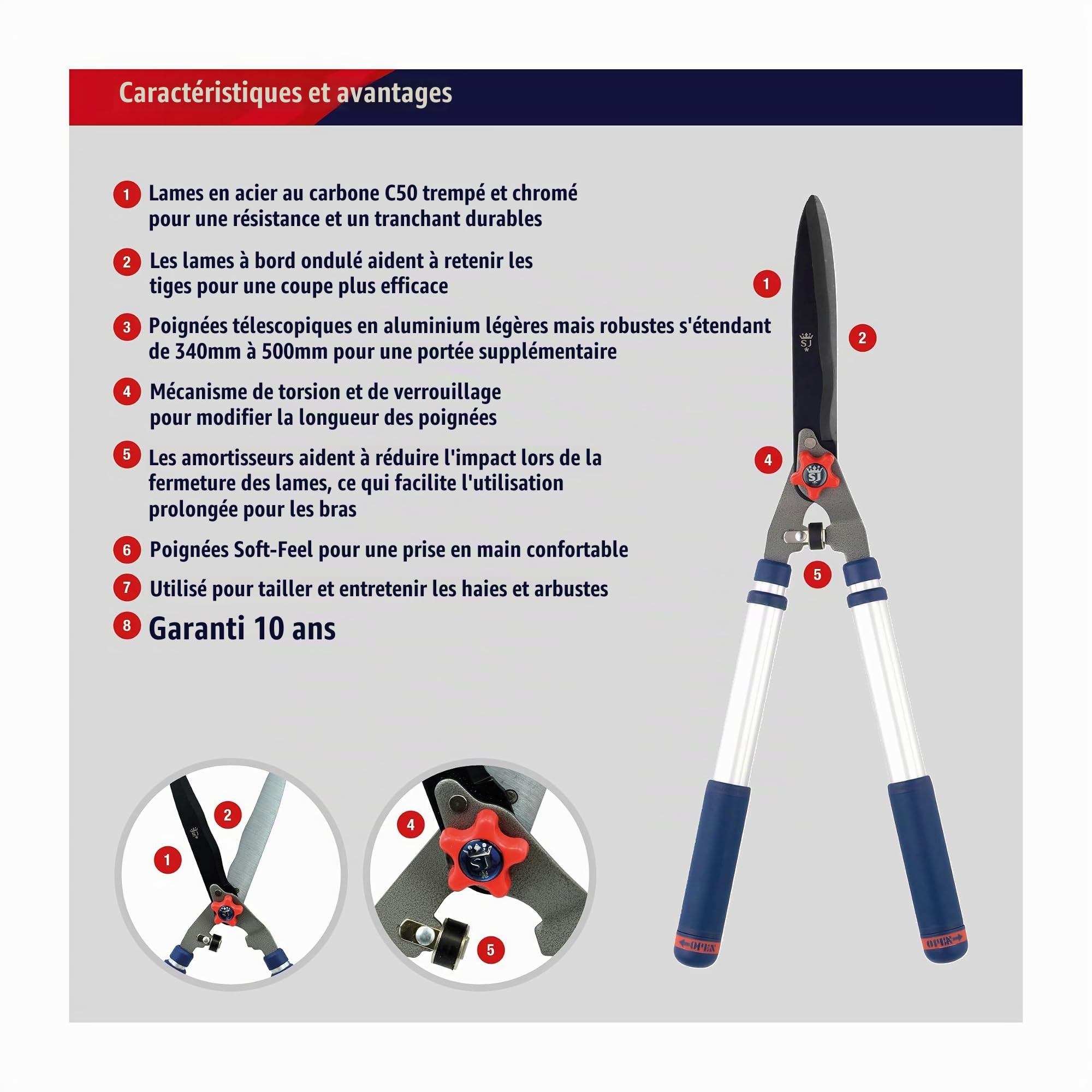 Spear & Jackson 8120RS Cisaille à haie télescopique Razorsharp